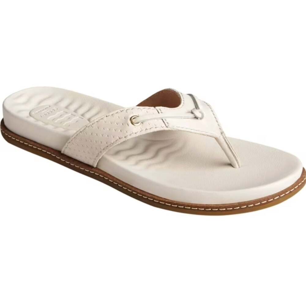 Sperry Plushwave Ivory Flip Flop Sandals Shoe Size 8 Thong Comfort Slides